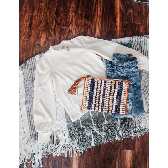 Madewell Tops - Madewell Puff Sleeve Mock Neck Top